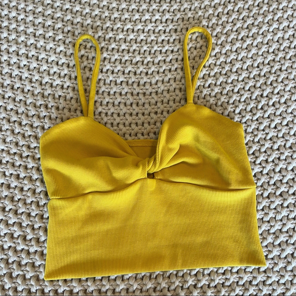 Yellow Twist Front Crop Top - Picture 4 of 6